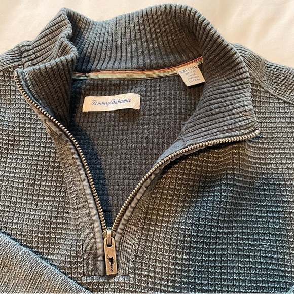 Tommy Bahama Dark Gray Sandover 1/4 Zip Pullover Chunky-Knit Sweater cotton XXL - Picture 3 of 11